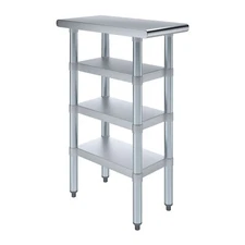24 in. x 12 in. Stainless Steel Work Table With 3 Shelves | Metal Utility Table