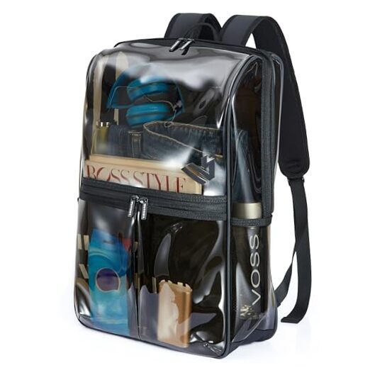 Clear Backpack Heavy Duty for Adults Men Work with Reinforced Straps, Black