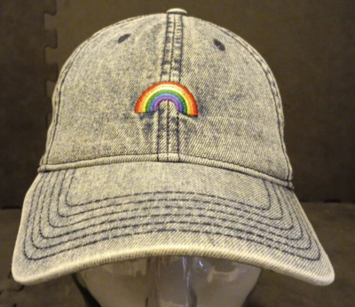 Unisex Adj Strapback American Eagle Blue Denim Embroidered Rainbow