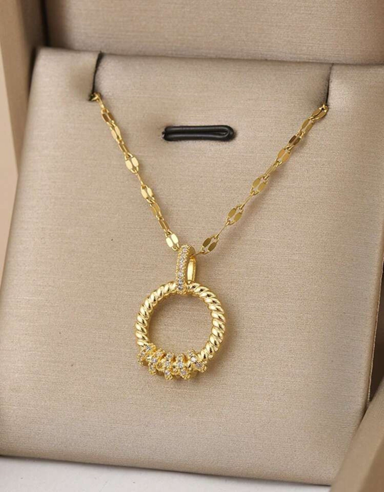 Collier doré en acier inoxydable et zircon éclatant, maille fine de haute qualité pour femme
