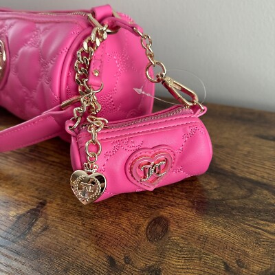 NWT Juicy Couture Choose Juicy Hot Pink Gold Barrel Tube Shoulder