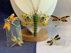 Vtg Dragonfly Jewelry Lot Costume Jewelry Necklace Brooches Enamel Rhinestone