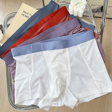 Men Underwear Boxer Briefs Ice Silk Shorts Panties Bulge Pouch Trunks Underpants
