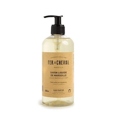 Fer à Cheval Savon De Marseille Liquid Soap, Vegetal Unscented Soap, 500 ml