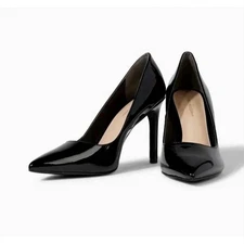Stuart Weitzman Leigh95 Pointed Toe Pump Black Patent Leather Size 8