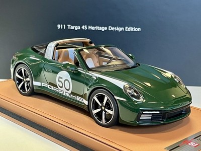 1:18 MODEL A TURE PORSCHE 50. 911 992 TARGA 4S HERITAGE DESIGN GREEN  -NO SPARK