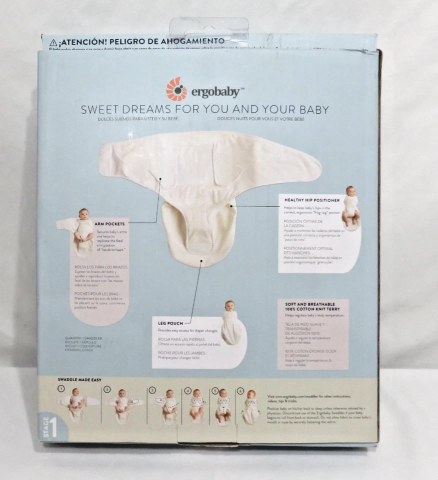Ergobaby Swaddle Wrap, Swaddler Original, Natural S-M Etapa 1 Foto 2 de 3