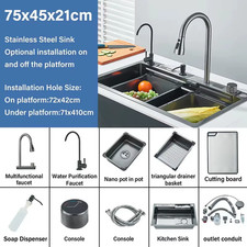 High 1Uality Intelligent Digital Display Waterfall Kitchen Sink Large Single Slo