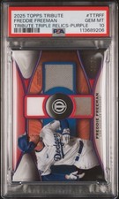 2025 Topps Tribute - Triple Relics Freddie Freeman #TTR-FF Gold /75 (MEM) PSA 10