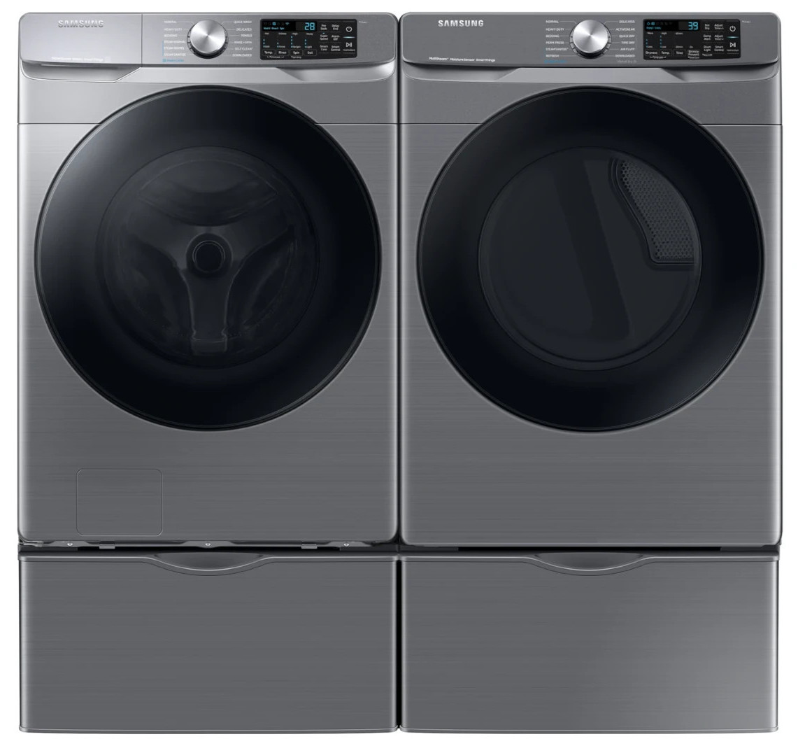 Samsung 4.5 cu. ft. Front Load Washer + 7.5 cu. ft. Electric Dryer w/ Pedestals