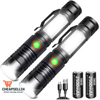 Led Taschenlampe 2000 Lumen Cob Zoombar 2 StüCk