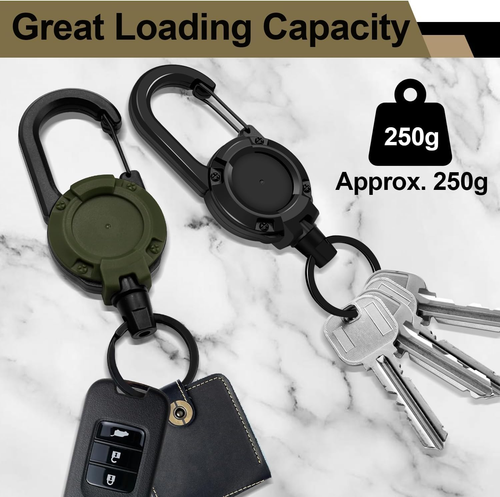 Heavy Duty Keychain Retractable Carabiner Car Key Chain with Badge Holder US - 第 5/20 張圖片