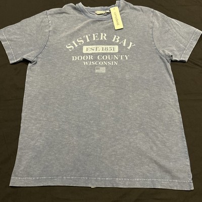 Camp David Brand Men s L Sister Bay Wisconsin Blue T Shirt NWT B30