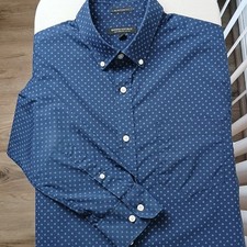 Banana Republic Slim Flex Fit Tech Stretch Cotton Shirt Mens L navy blue floral