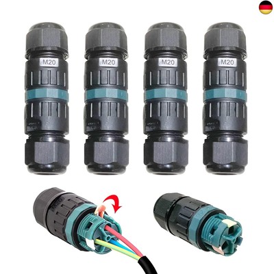 Cable Connector Waterproof IP68 for Diameter 5-12 mm Cable Diameter, 3-Pin