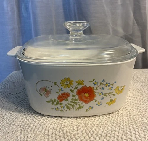 Vintage Corning Ware Wildflower 3 Quart Baker A-3-B Pyrex Lid A9C