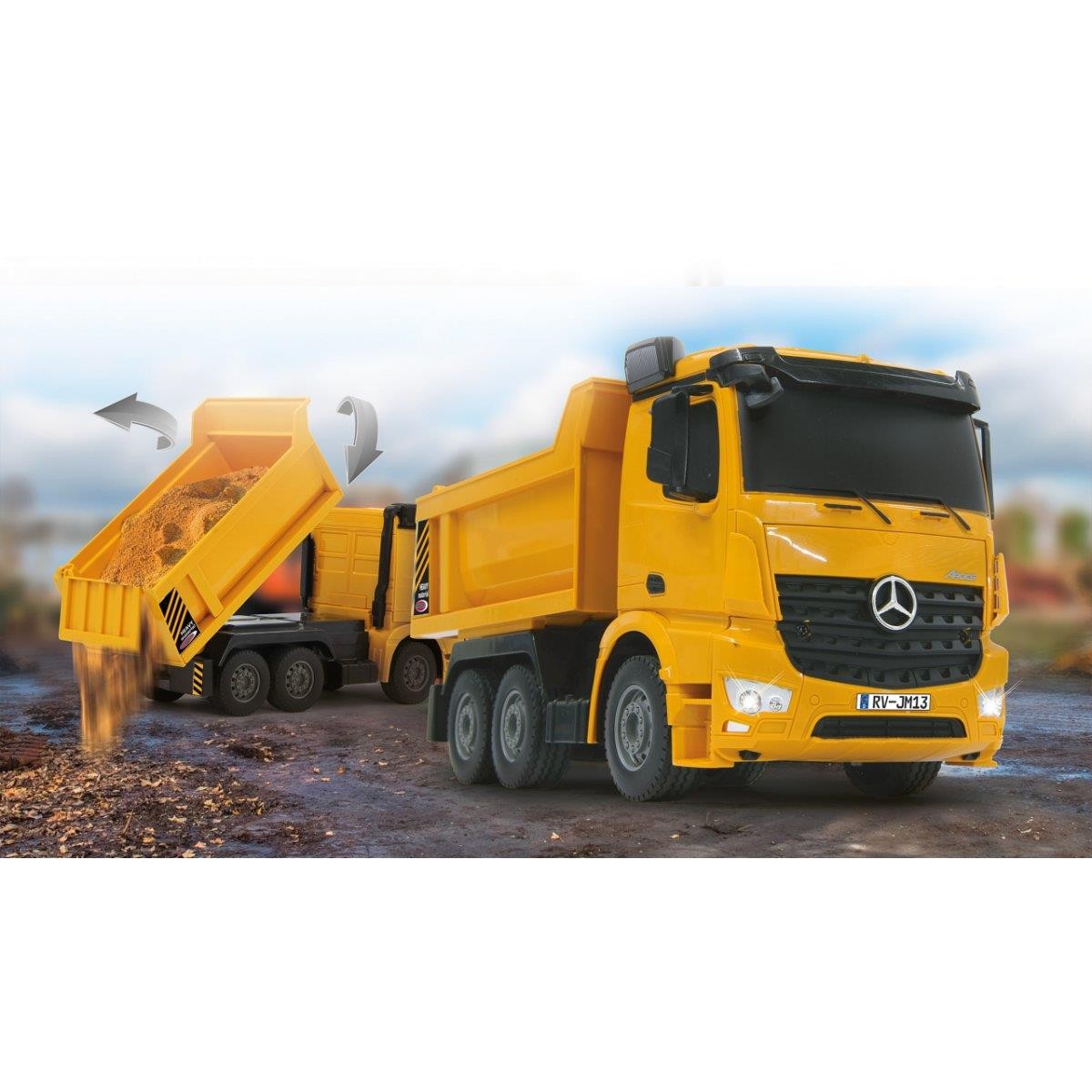 Jamara Camion à benne Mercedes-Benz Arocs : le cadeau d'anniversaire idéal dès 6 ans