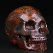 2.0" Petrified Wood Carved Crystal Skull, Realistic, Crystal Healing