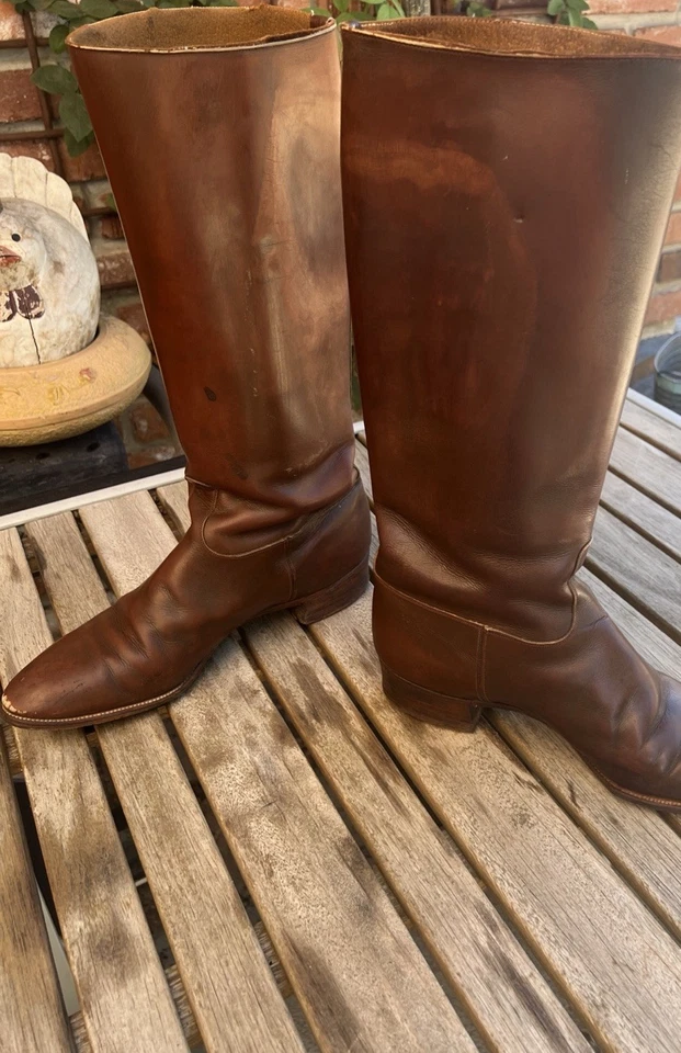 Винтажный ручной работы коричневой кожи конный мотоциклетные ботинки размер 8,5 мужской 9,5 женщин - Изображение 3 из 4