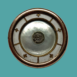 Fine Quality Gilt Brass Birmingham Trade Enamel Pearl and Paste Button