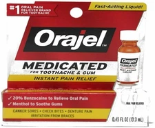 Orajel Medicated Toothache & Gum Instant Pain Relief Fast Acting Liquid 0.45 Oz