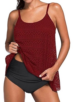 TANKINI DAMEN TANKINI ROT+HIGH WAIST SLIP GR. 66 13XL   (T18-S9-zh-265