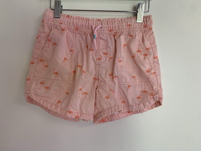 EUC Gap Kids Medium Pink Flamingo Cotton Shorts Elastic Waist Pull On Pockets
