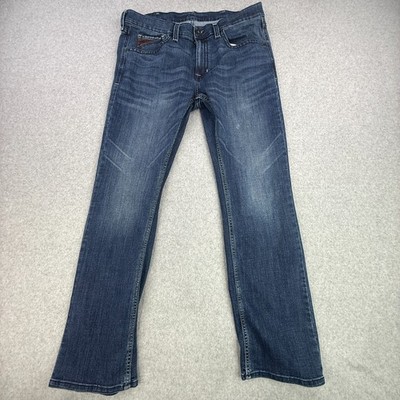 Cody James Boot Cut Blue Jeans Mens 36x32 Dark Wash Patina Fading Cotton Blend
