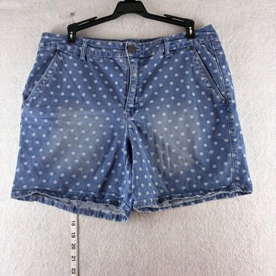 Gloria Vanderbilt All Around Slimming Effect Denim Shorts Women's 10 Polka Dots
