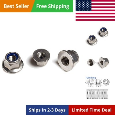 Pack of 10 M8 x 1.25 DIN 6926 Hex Flange Nylon Insert Lock Nuts, 18-8 Stainle...