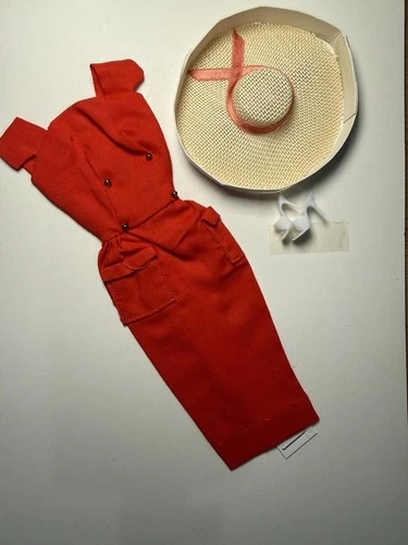 Vintage Barbie Sheath Sensation #986 Red Dress Hat Heels Outfit 1960s Mattel