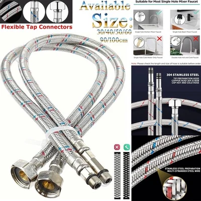 Flexible Basin Pipe Tap Connectors Water Hose Pipe Flexi Connector Flexi Tails