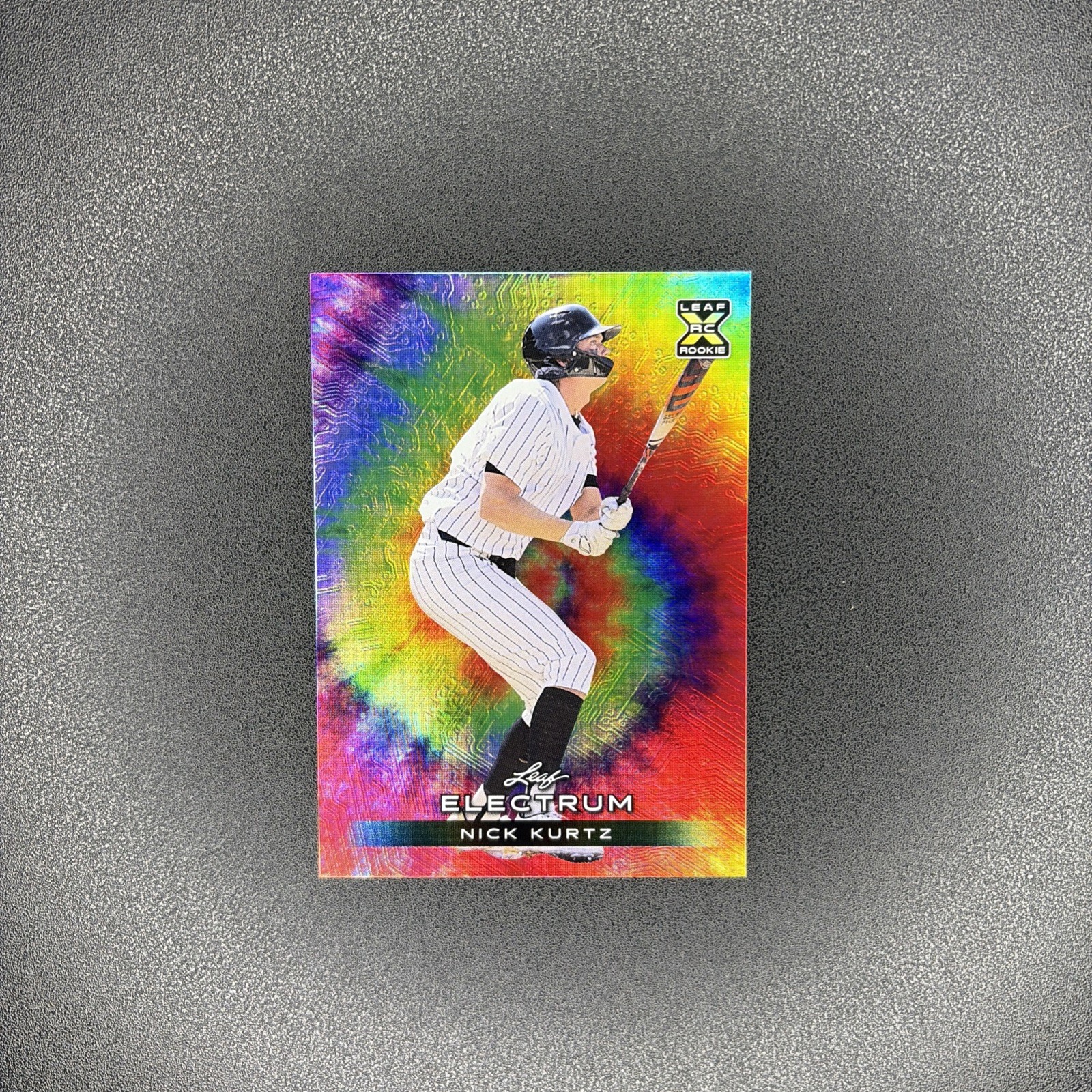 2024 Leaf Electrum - Nick Kurtz #98 Tie-Dye Silver Foil Board SP /75 Rookie RC