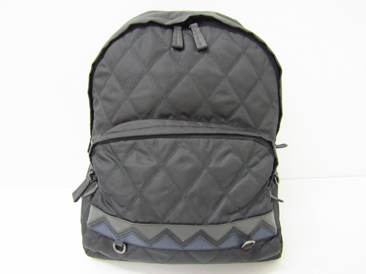 PRADA Saffiano Leather Quilted Nylon Rucksack Triangle Logo Bag A4 SB5365 from j