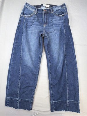 Risen Jeans Women Slouchy Cropped Barrel Blue 11/30 High Rise