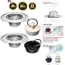 4 Pcs - Bathroom Sink Strainers and Stopper Plug Use Separately - 2.125" Top ...
