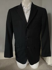 Stafford Men's Blazer Sport Coat Wool 3 Button Black Size 38R Ivy Wedding Office
