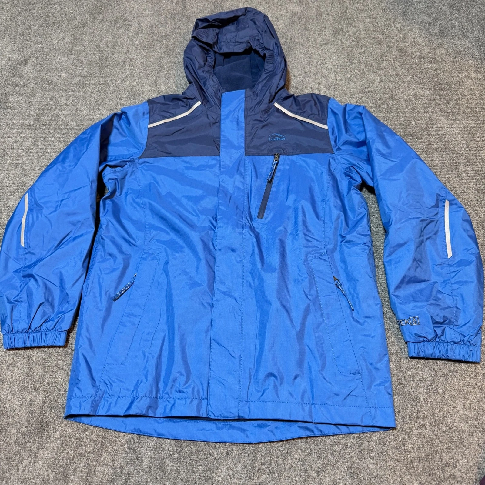 NEW LL Bean Jacket Youth Kids Large 14-16 Blue Shell Full Zip Hood Boys Outdoors