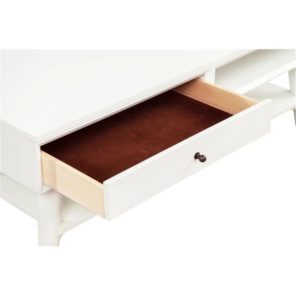 Alpine Furniture Flynn Wood 1 Drawer Coffee Table in White - Image 3 of 4