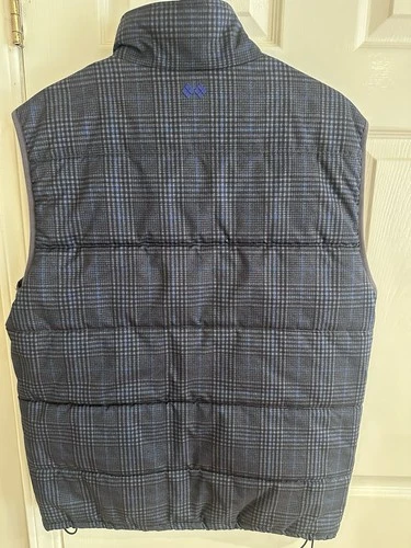Robert Graham X Collection Puffer Vest Mens Large Navy Blue Glen Plaid Full Zip image 2