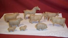 LOT OF 9 ORIGINAL 1959-1960S MARX PRIZE LIVESTOCK 54MMSP TAN FARM ANIMALS