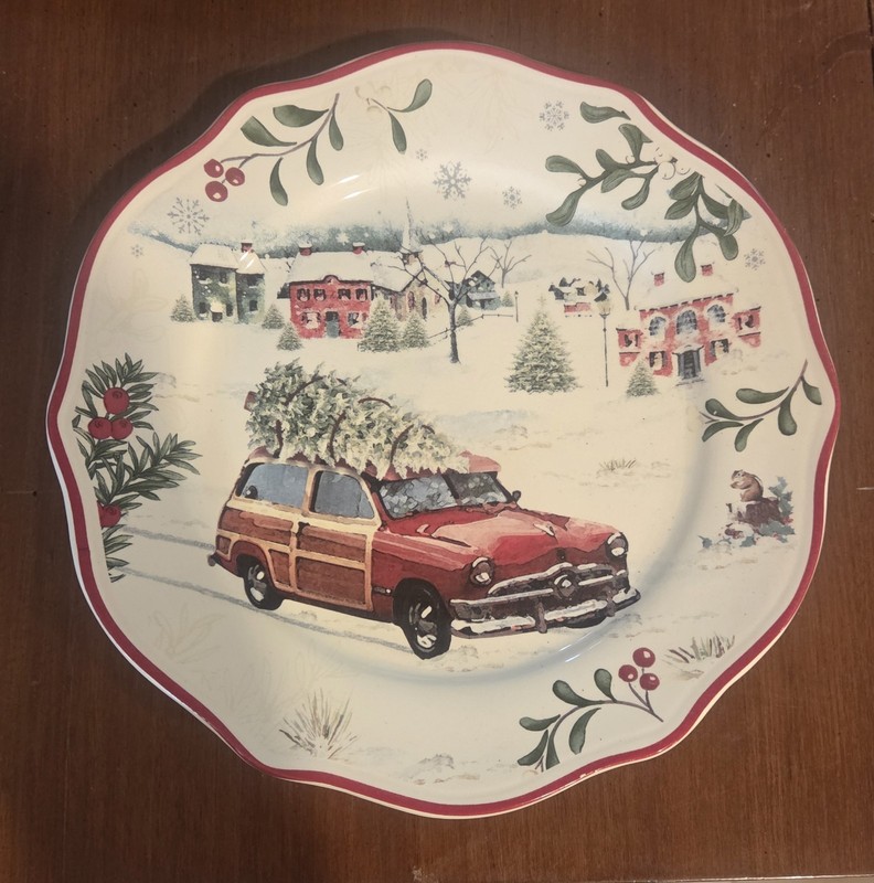 Better Homes & Gardens Heritage Collection Red Car Salad Plate Christmas 8.5"