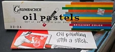 Vintage Grumbacher NOS Brilliant Color Artist Size Oil Pastels Set of 24