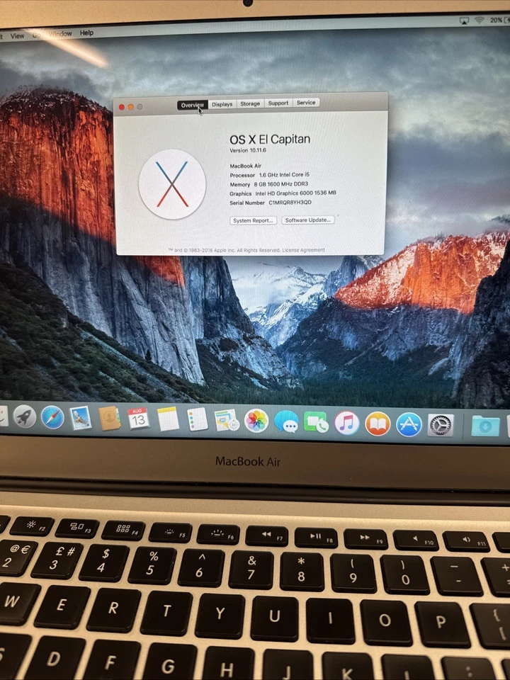 Apple MacBook Air 13 Inch Laptop 2013 Core i5 1.6GHz 8GB Ram 128GB Ssd A1466 - Image 2 of 4