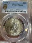 1946-D WALKING LIBERTY HALF DOLLAR  50c PCGS MS66 Gold Shield Holder
