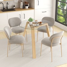 Circle Kitchen Table Round Glass Dining Table for 4-Natural 35.5”