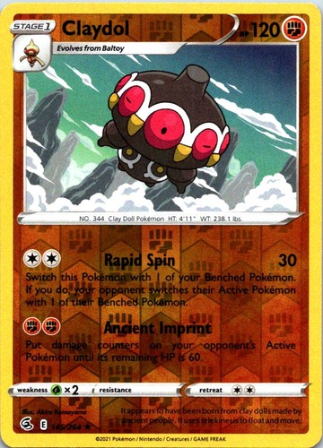 Claydol 145/264 Reverse Holo SWSH08: Fusion Strike LP Pokemon