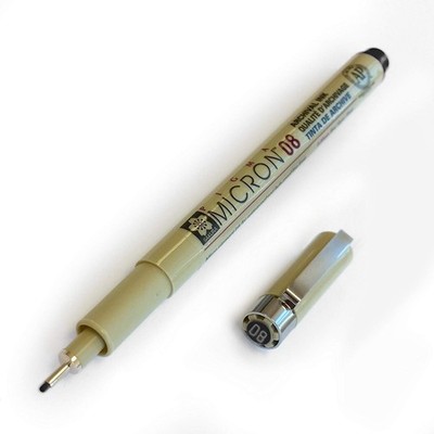 Pigma Micron 08 - Pigment Fineliners - 0.5mm - Black [Pack of 3]