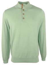 Ralph Lauren Polo Men's Buttoned Mock Neck Long Sleeve Pullover Sweater Grn...