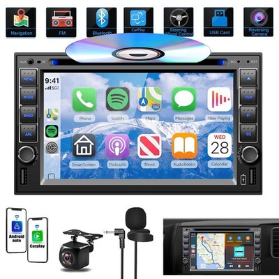 Double 2Din 6.2'' Car Stereo DVD CD Player HD In-Dash BT Radio CarPlay GPS Camera